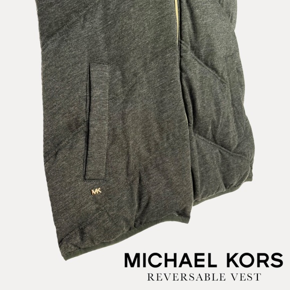 Michael Kors Womens Reversible Vest Olive Green Down Jacket Faux - Picture 4 of 8
